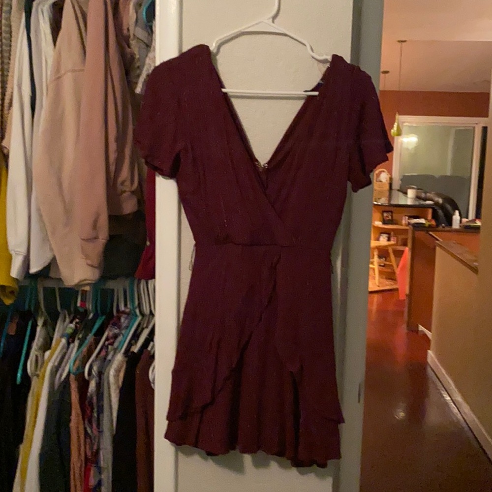 Burgundy shirt junior dress